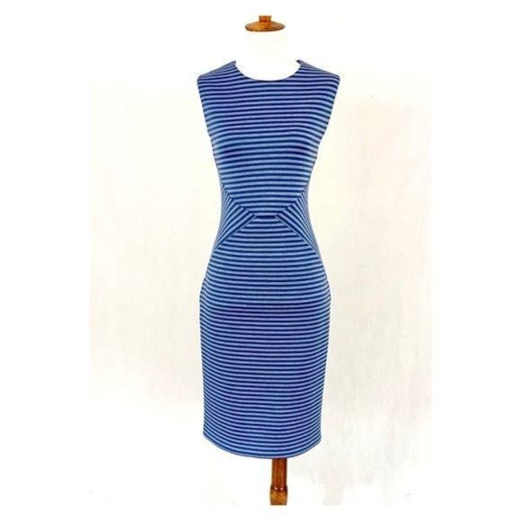 Calvin Klein Sleeveless Striped Scuba Knit Sheath - Picture 2 of 12